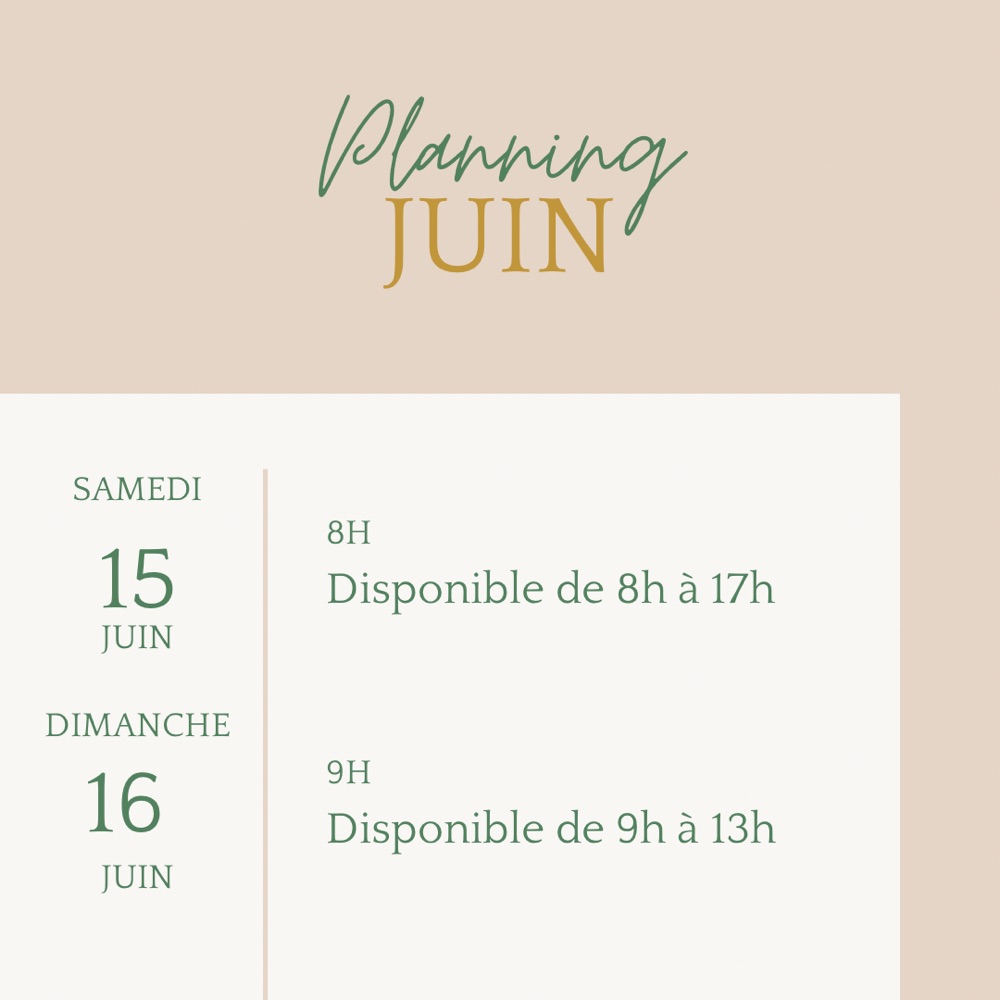 Planning De Juin ! 🤍